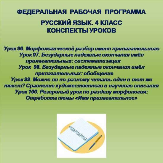 Русский язык, 4 класс. Конспекты уроков 96-100