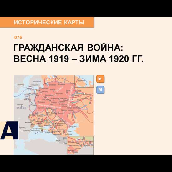 Карта - Гражданская война весной 1919 – зимой 1920 гг.