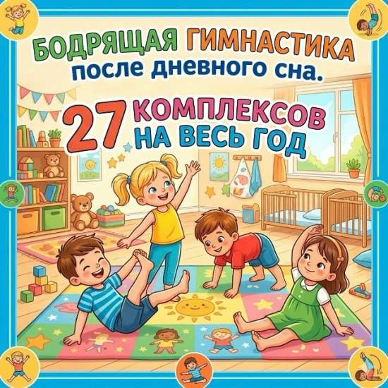 Годовая картотека бодрящей гимнастики после дневного сна для ДОУ: 27 комплексов (Сентябрь – Май). Мл