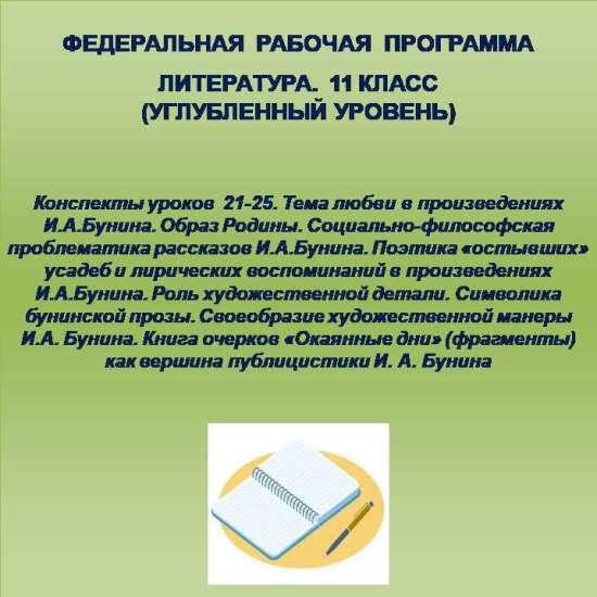 Литература 11 класс (углубленный уровень). Конспекты уроков 21-25