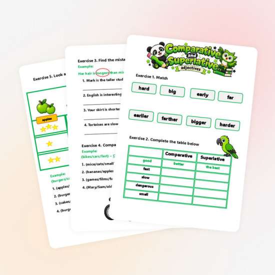 Рабочий лист "Comparatives and superlatives"