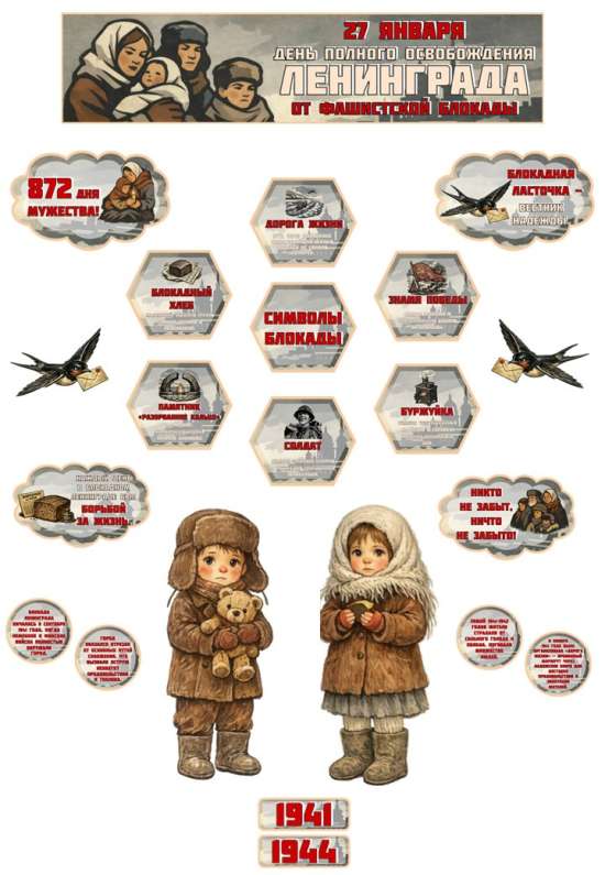 Оформление кабинета и школьной доски "Блокада Ленинграда"
