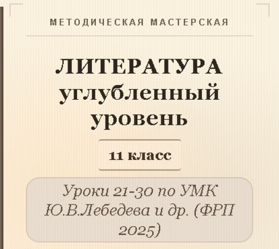 Литература, 11 класс (углубленный уровень). Конспекты уроков 21-30