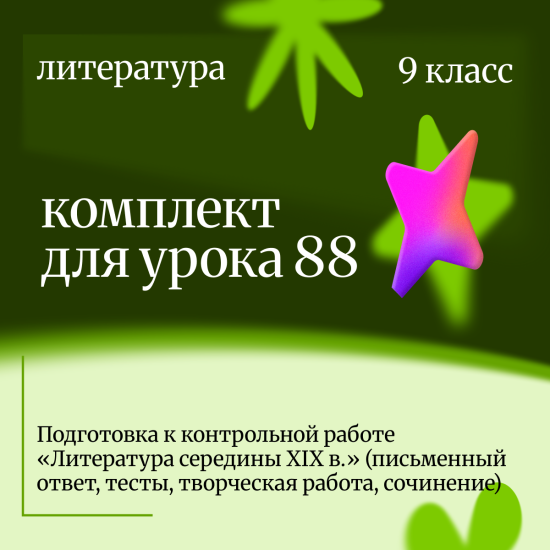 Литература 9 класс. Урок 88 Подготовка к контрольной работе «Литература середины XIX в.» (письменный