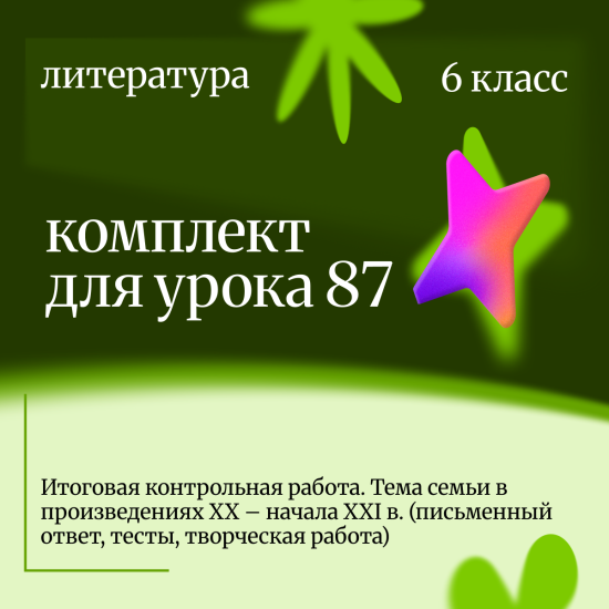 Литература 6 класс. Урок 87 Итоговая контрольная работа. Тема семьи в произведениях XX – начала XXI