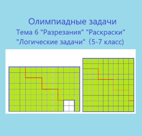 Олимпиадные задачи, тема 6 "Разрезания" "Раскраски" "Логические задачи"(5-7 класс)