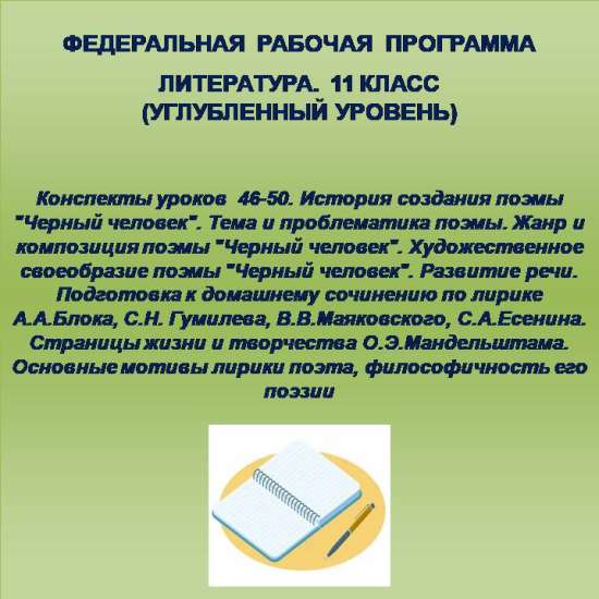 Литература 11 класс (углубленный уровень). Конспекты уроков 46-50