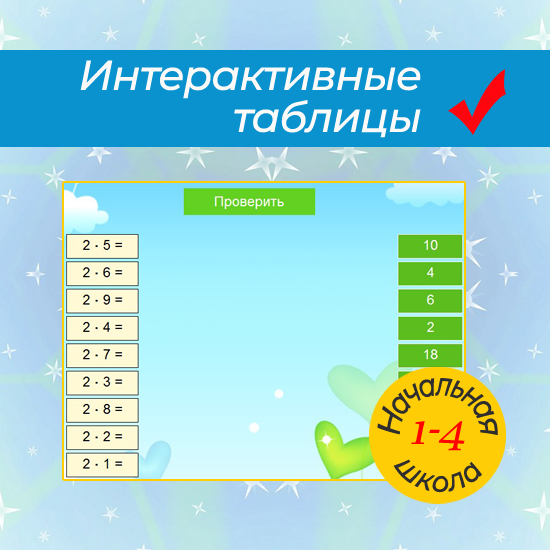 Интерактивные занимательные таблицы умножения для начальной школы