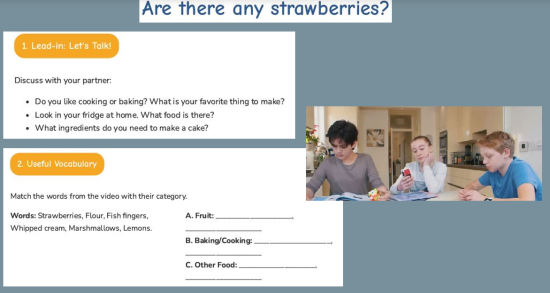 Go Getter 2 video worksheet 2.2 Are there any strawberries?
