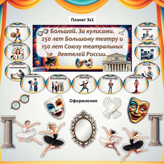 Оформление: "Разговоры о важном. Большой. За кулисами. 250 лет Большому театру и 150 лет Союзу театр